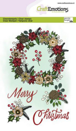 CraftEmotions clearstamps A6 - Bloemenkrans kerst GB