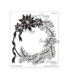 Sweet Poppy Stencil: Poinsettia Wreath SP1-327