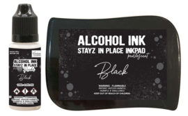 Couture Creations Stayz in Place Alcohol Ink Pearlescent Jet Black Pad+Reinker (CO728162)