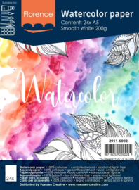 Florence • Aquarelpapier Glad A5 200g White 24stuks 2911-6002