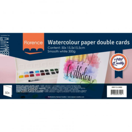 Florence • Aquarelpapier dubbele kaarten glad 15,5x15,5cm 300g White 50pcs  200112-3402