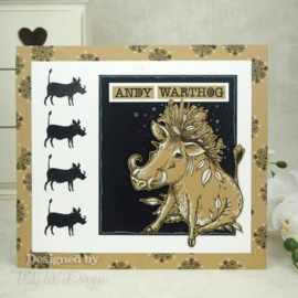 Pink Ink Designs Andy Warthog 6 in x 8 in Clear Stamp Set PI167