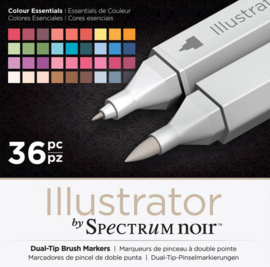 Spectrum Noir Illustrator 36 Pennen Set - Colour Essentials