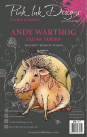 Pink Ink Designs Andy Warthog 6 in x 8 in Clear Stamp Set PI167
