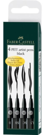 Faber Castell Tekenstift Pitt Artist Pen 4-Delig Etui Zwart (FC-167139)