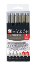 Sakura • Pigma Micron Fineliner Promotie Set 4+2 gratis POXSDKB6P
