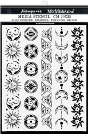 Stamperia Thick Stencil 20x25cm Alchemy Symbols and Borders (KSTD095)