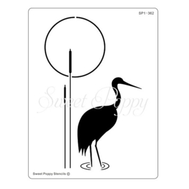 Sweet Poppy Stencil: Crane (Bird 3) SP1-362