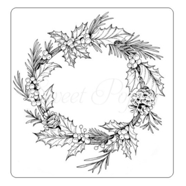 Sweet Poppy Stencil: Holly Wreath Stamp SPSTMPA6_HOLLYWREATH