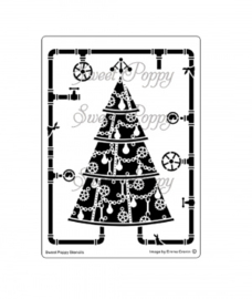 Sweet Poppy Stencil: Steampunk Yule-Tool Tree SP1-227