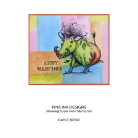 Pink Ink Designs Andy Warthog 6 in x 8 in Clear Stamp Set PI167