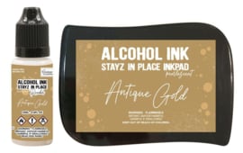 Couture Creations Stayz in Place Alcohol Ink Pearlescent Antique Gold Pad+Reinker (CO728166)
