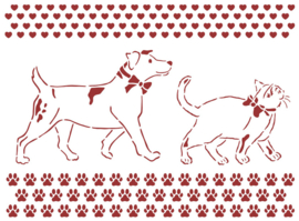 Stamperia Stencil A5 Daydream Dog and Cat (KSD312)