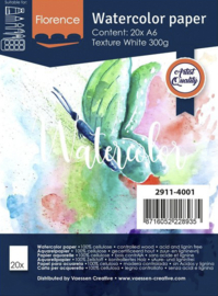 Florence • Aquarelpapier texture Intense White A6 20pcs 2911-4001