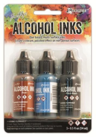 Ranger Alcohol Ink Kits Miners Lantern 3x15ml Tim20721 Tim Holtz