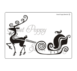 Sweet Poppy Stencil: Reindeer & Sleigh SP1-185