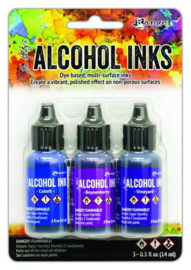Ranger Alcohol Ink Ink Kits Indigo/Violet Spectrum 3x15 ml TAK69775 Tim Holtz