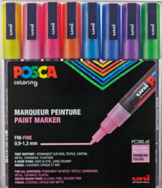 Posca PC3MLx8 Sparkling colors 0,9-1,3mm