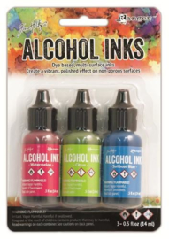 Ranger Alcohol Ink Kits Dockside Picnic Watermelon,Citrus,.. TAK25962 Tim Holtz 3x15ml