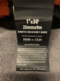 Kinetische recovery rope  Finish Strong  25mm x 9mtr  SWL: 13.8T