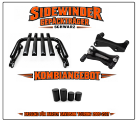 Bagagerekje SIDEWINDER + 4-point docking + covers. Voor HD