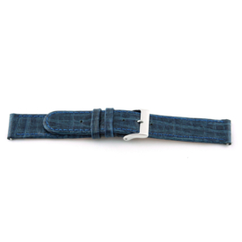 Horlogeband Universeel E600 Leder Blauw 16mm-K122