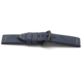 Horlogeband Universeel I608 Leder Blauw 24mm