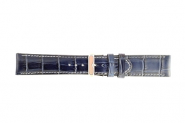 Echt lederen horloge band croco donker blauw 36mm WP-61324.1