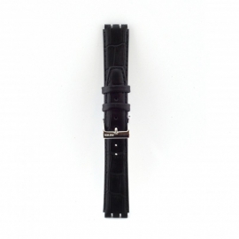 Band passend aan Swatch zwart leder 17mm 21414.10.17.C
