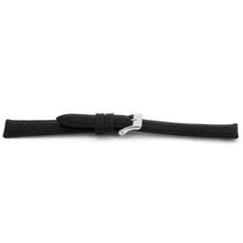 Horlogeband Universeel D015 XL Leder Zwart 14mm