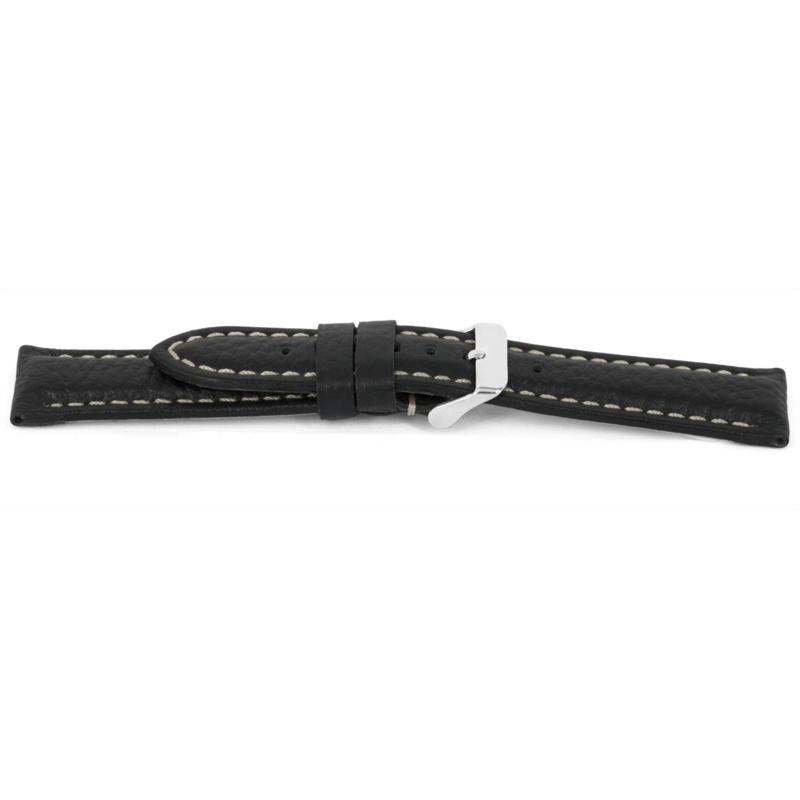 Horlogeband Universeel I018-XL Leder Zwart 24mm-KXL43