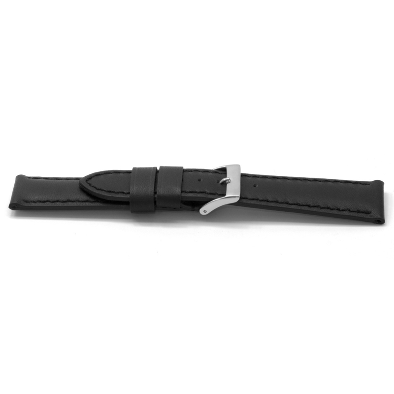 Horlogeband Universeel H122 Leder Zwart 22mm-K238