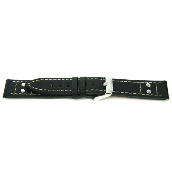 Horlogeband Universeel H165 Leder Zwart 22mm-K247