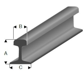 Rails - Profiel 1,95x1,05x1,80 (HO)  460-51 (1 Meter)