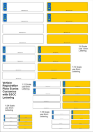 REFLECTERENDE Nummerplaten GB  1:8 tot 1:24 (NP BLANK)