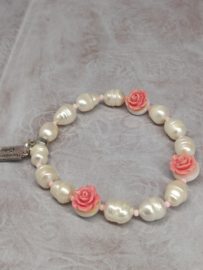 Armband "Pearls & Roses" roze