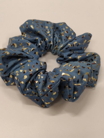 Scrunchie handmade - jeanskleur met foil