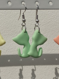 Oorhangers polymeer poesjes pastelgroen