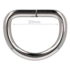 D-ring - 20mm - helder metaal