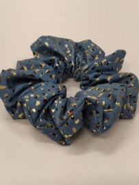 Scrunchie handmade - jeanskleur met foil