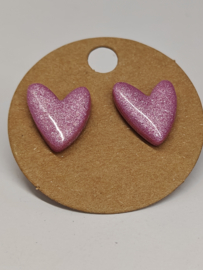 Oorsteker "Love Heart"  - roze