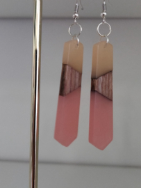 Combinatie hout en hars - hout en zalm/rose