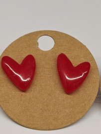 Oorsteker "Love Heart"  - vuurrood