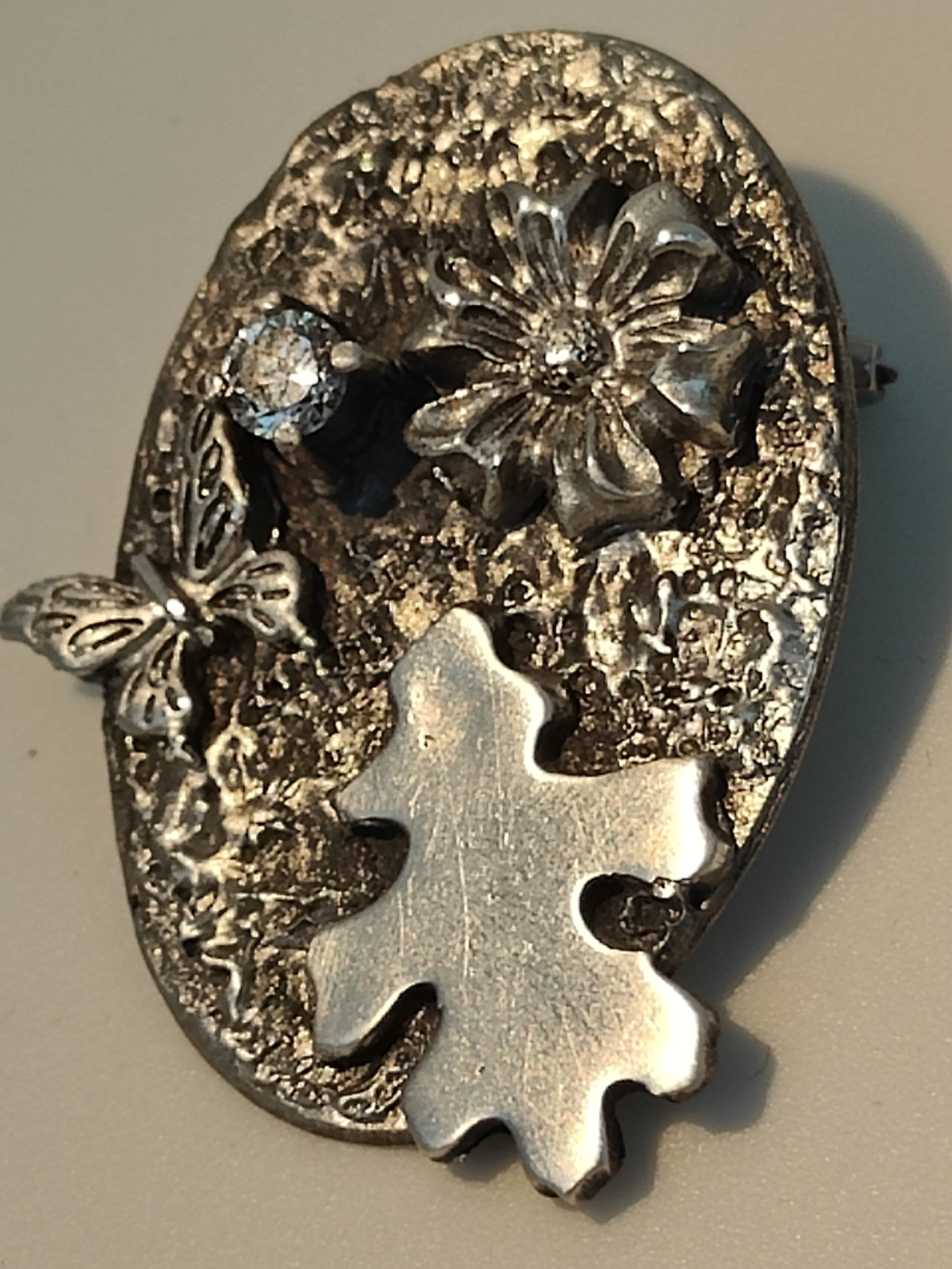 BR0001 - Broche “nature” - massief zilver - handwerk
