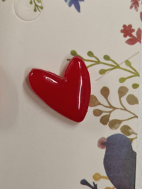 Oorsteker "Love Heart"  - vuurrood