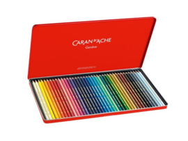 Caran d'Ache - Set van 40 kleuren aquarelpotloden SUPRACOOR SOFT in blik artist kwaliteit
