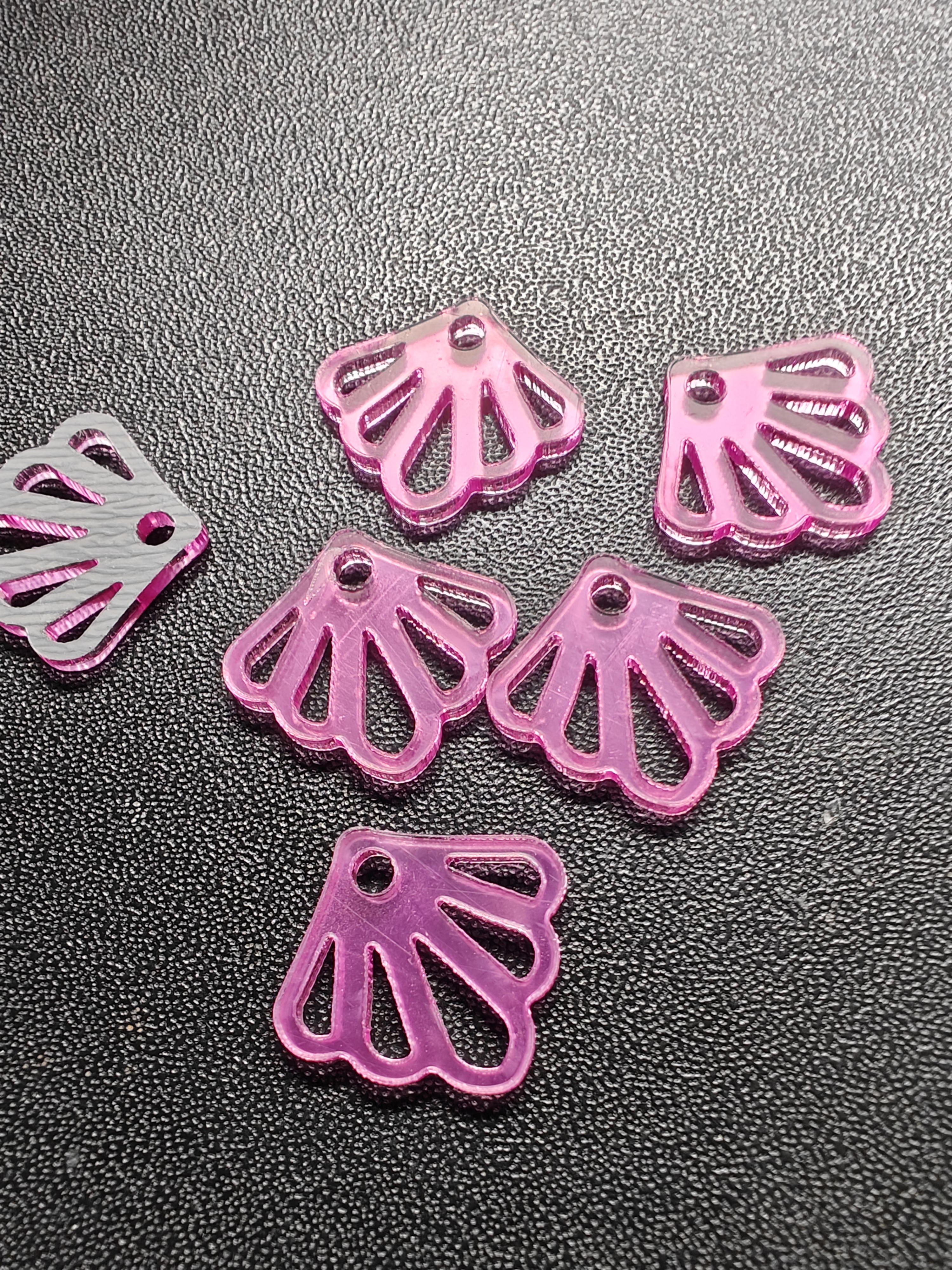 Bedel in acryl, rose, 6 stuks
