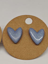 Oorsteker "Love Heart"  - staalblauw