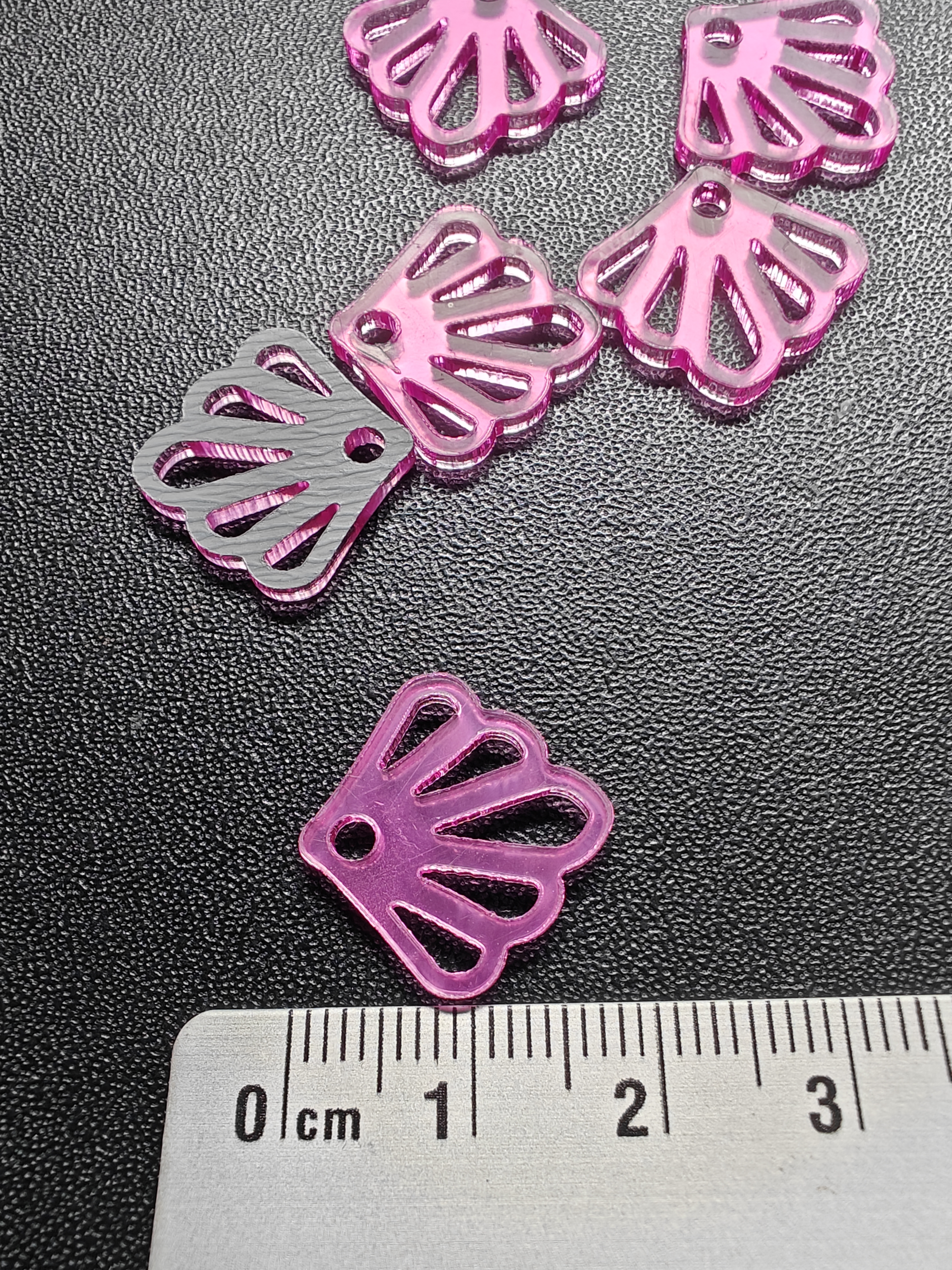 Bedel in acryl, rose, 6 stuks