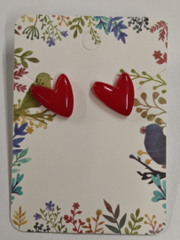 Oorsteker "Love Heart"  - vuurrood
